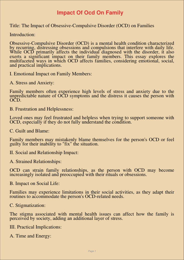 Impact Of Ocd On Family