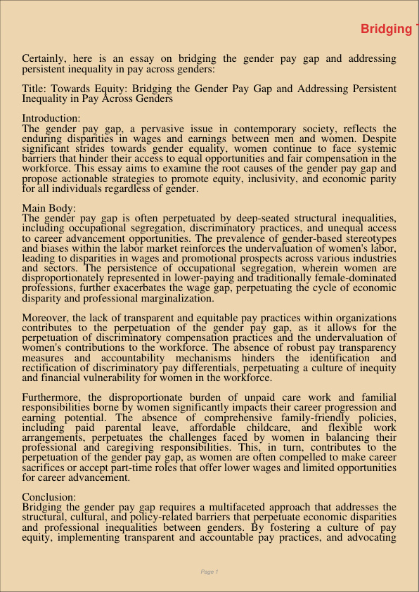 Bridging The Gender Pay Gap Addressing Persistent Inequality In Pay Across Genders