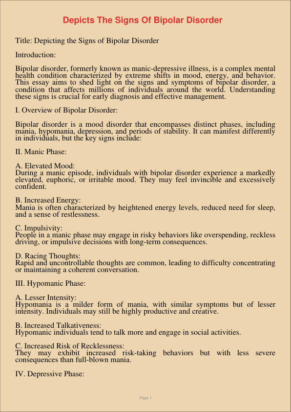 Depicts The Signs Of Bipolar Disorder