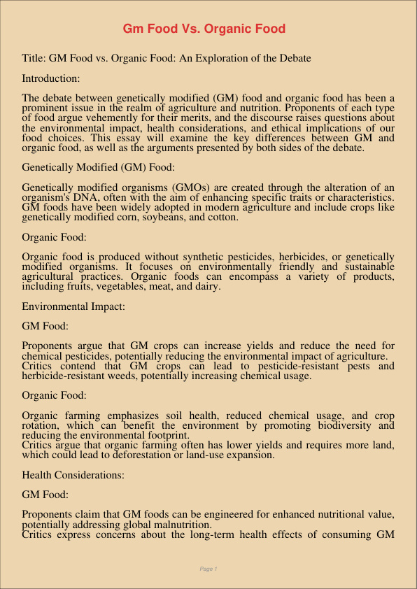 Gm Food Vs Organic Food